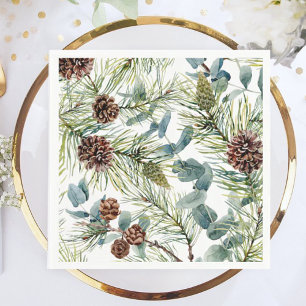 Watercolor Woodland Forest Holiday  Napkin