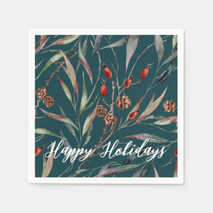 Watercolor Woodland Forest Holiday  Napkins