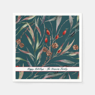 Watercolor Woodland Forest Holiday  Napkins