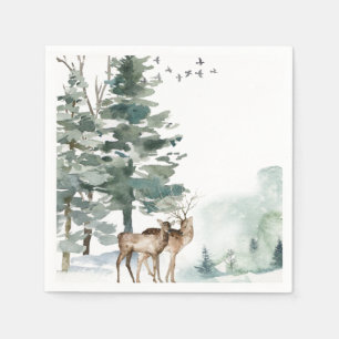Watercolor Woodland Forest Napkin