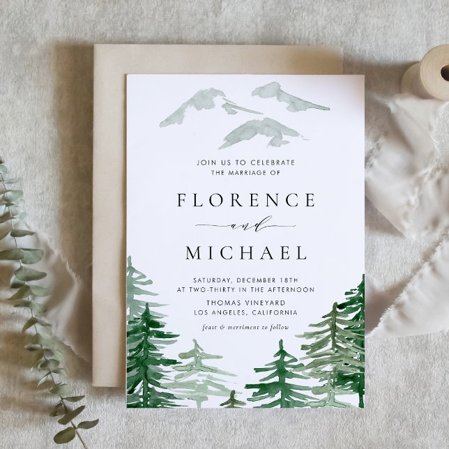 Watercolor Woodland Forest Wedding Celebration Invitation (Creator Uploaded)