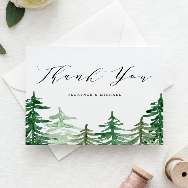 Watercolor Woodland Forest Wedding Thank You Card (Creator Uploaded)