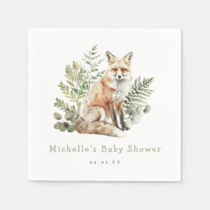 Watercolor Woodland Fox Baby Shower Napkin