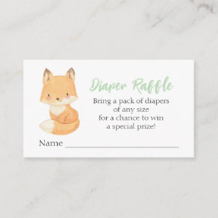 Watercolor Woodland Fox Diaper Raffle Enclosure Ca Card
