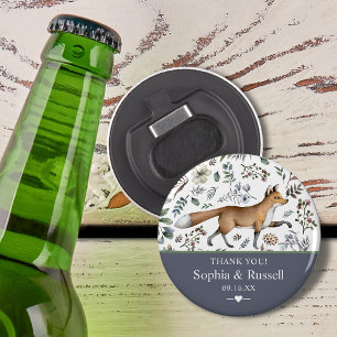 Watercolor Woodland Fox Greenery Thank You  Bottle Opener