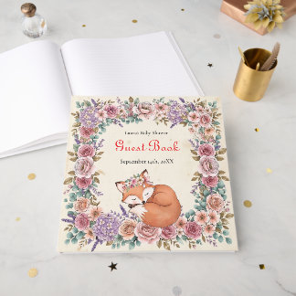 Watercolor Woodland Garden | Girl's Baby Shower Guest Book