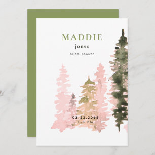 Watercolor Woodland Green Bridal shower Invitation
