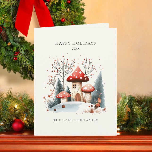 Watercolor Woodland Happy Holidays Greeting Card (Creator Uploaded)