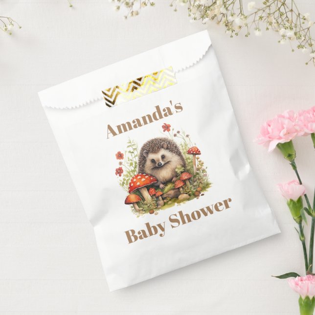 Watercolor Woodland Hedgehog Mushrooms Baby Shower Favour Bags (Sealed)