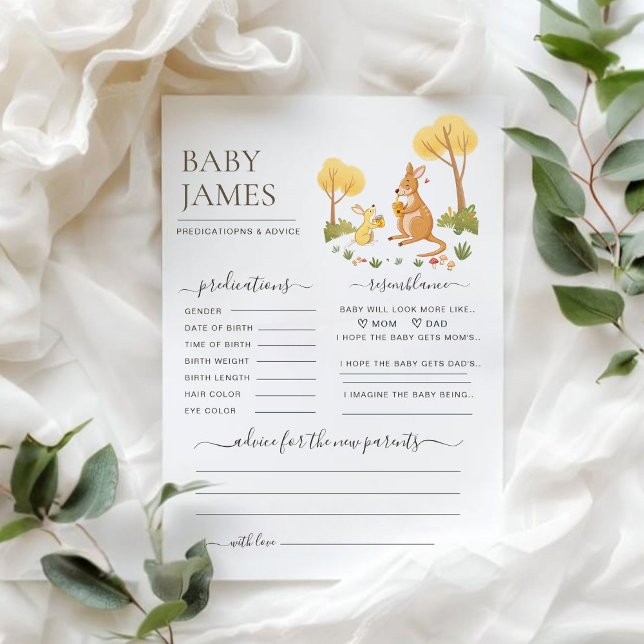 Watercolor Woodland Kangaroo Baby Predictions Game (Creator Uploaded)