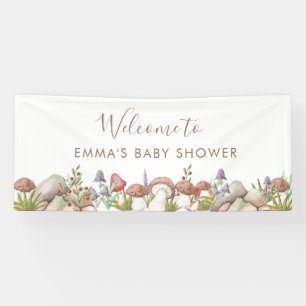 Watercolor Woodland Mushroom Baby Shower Banner
