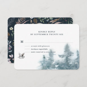 Watercolor Woodland Owl Botanical RSVP Card