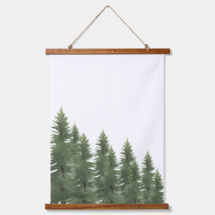 Watercolor Woodland Pine Tree Wall Art Room Decor