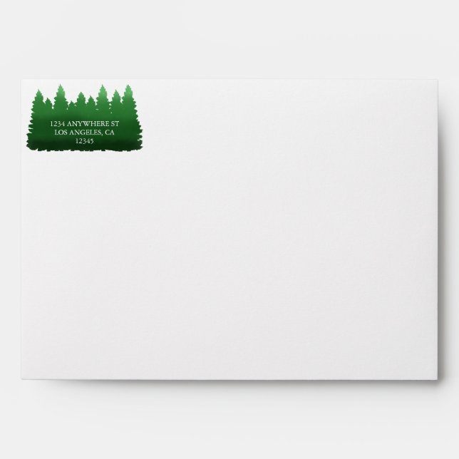 Watercolor Woodland Pines Wedding Envelope (Front)