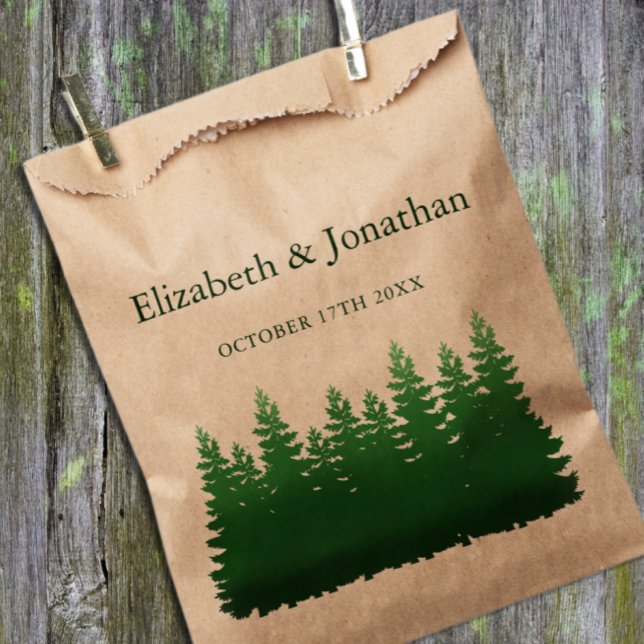 Watercolor Woodland Pines Wedding Favour Bags (Creator Uploaded)