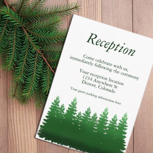 Watercolor Woodland Pines Wedding Reception Enclosure Card