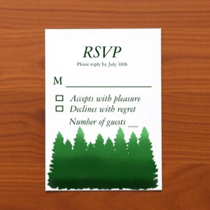 Watercolor Woodland Pines Wedding RSVP Card