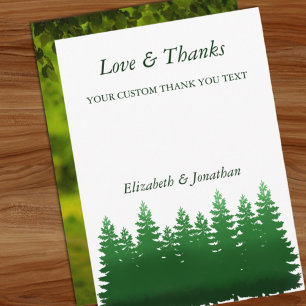 Watercolor Woodland Pines Wedding Thank You Card