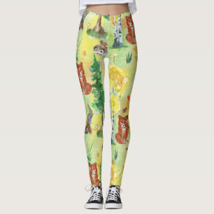 Watercolor Woodland Rabbit ,Hedgehog,fox Leggings
