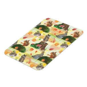 Watercolor Woodland Rabbit,owl, squirrel, hedgehog Magnet