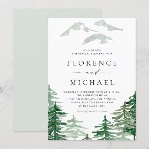 Watercolor Woodland Rehearsal Breakfast Invitation