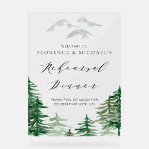 Watercolor Woodland Rehearsal Dinner Welcome Acrylic Sign