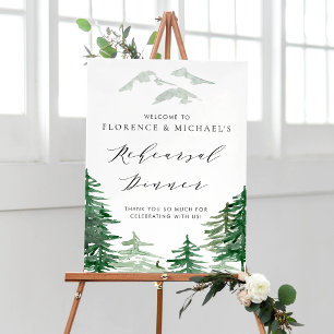 Watercolor Woodland Rehearsal Dinner Welcome Poster