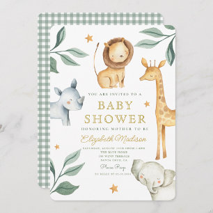 Watercolor Woodland Safari Animals Cute Invitation
