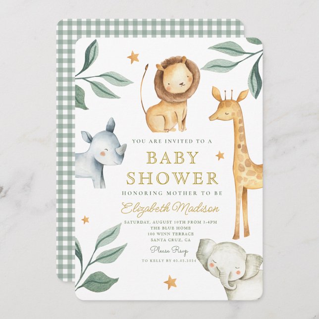 Watercolor Woodland Safari Animals Cute Invitation (Creator Uploaded)