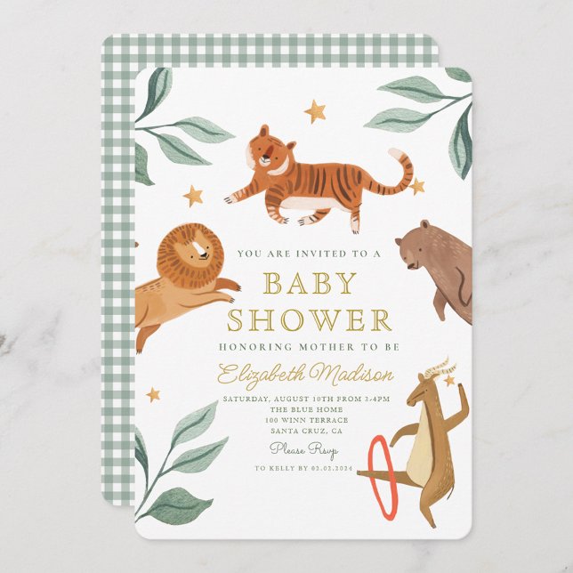 Watercolor Woodland Safari Animals Cute Invitation (Creator Uploaded)