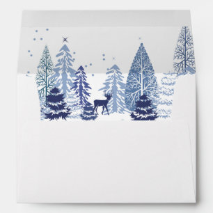 Watercolor Woodland Snowflakes Winter Wedding Envelope