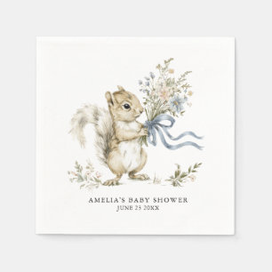 Watercolor Woodland Squirrel Baby Shower Napkin