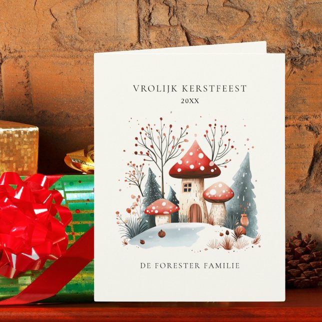 Watercolor Woodland Vrolijk Kerstfeest Greeting Card (Creator Uploaded)