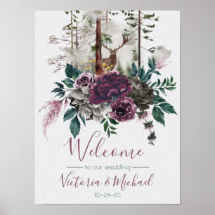 Watercolor Woodland Wedding Welcome Sign