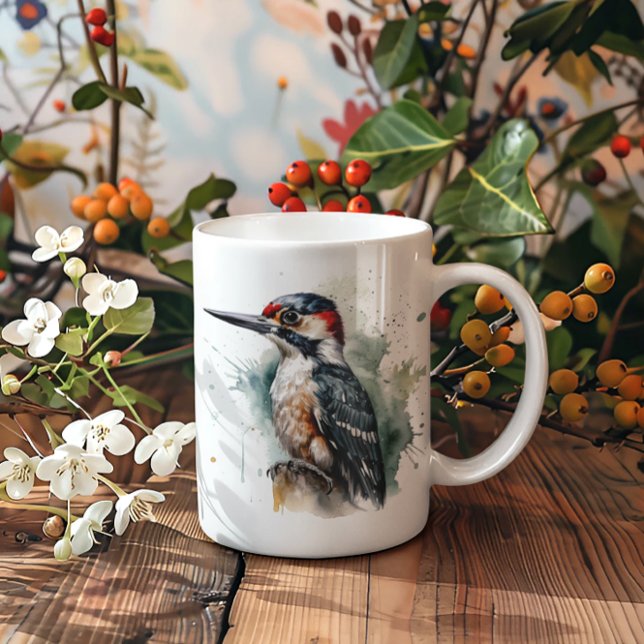 Watercolor Woodland Woodpecker Coffee Mug (Creator Uploaded)