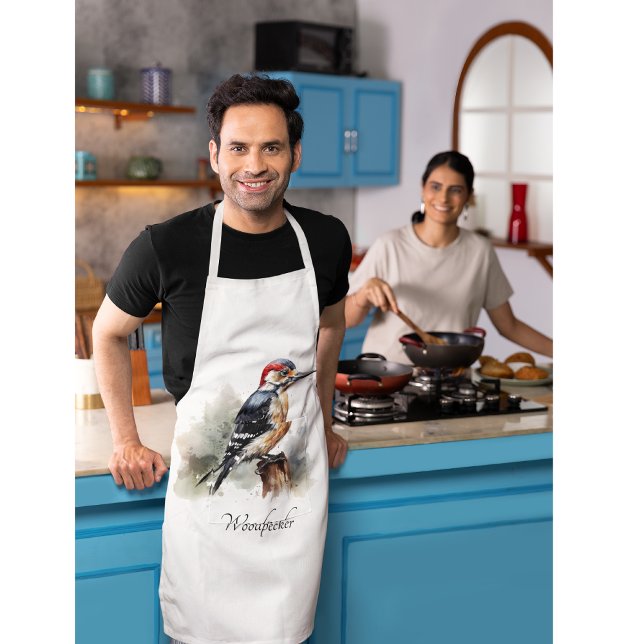 Watercolor Woodland Woodpecker, custom Apron (Creator Uploaded)
