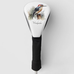 Watercolor Woodland Woodpecker, custom Golf Head Cover