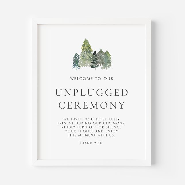 Watercolor Woodlands Unplugged Wedding Ceremony Poster (Creator Uploaded)