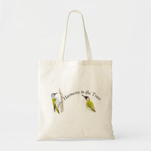 Watercolor woodpeckers tote bag