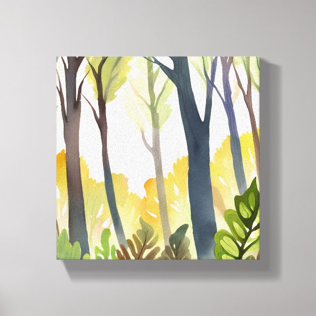 Watercolor Woods | Green Nature Forest Painting Canvas Print (Front)
