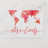 Watercolor World Map Destination Wedding Direction