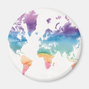 Watercolor World Map Magnet