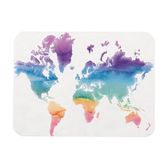 Watercolor World Map Magnet (Horizontal)