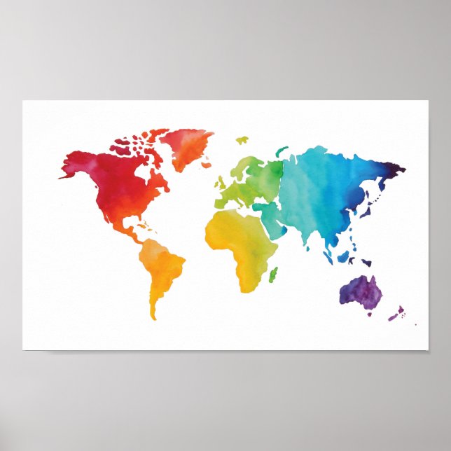 Watercolor World Map - Original Watercolor Print (Front)