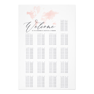 watercolor world map wedding seating plan photo print