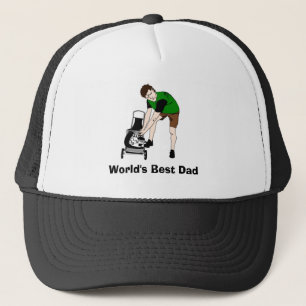 Watercolor World's Best Dad Fun Father Lawnmower Trucker Hat