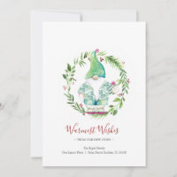 Watercolor Wreath and Gnome Holiday New Address