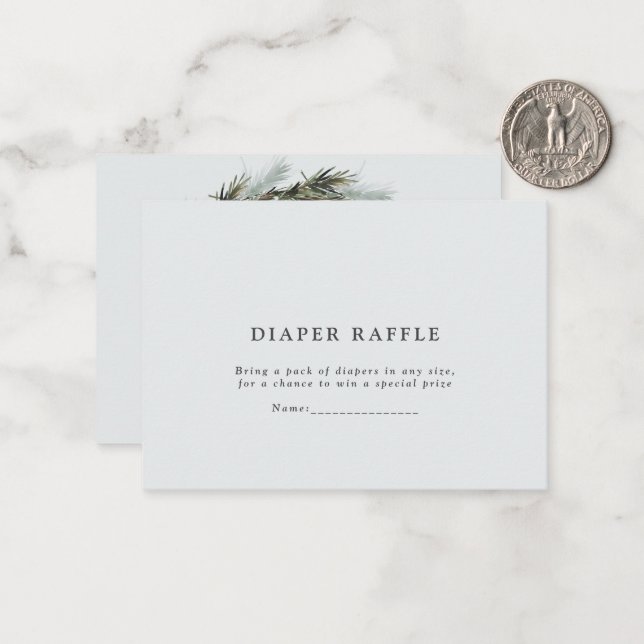  watercolor wreath baby shower diaper raffle card (Front/Back In Situ)