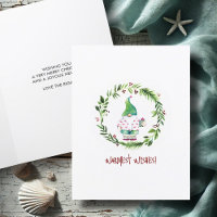 Watercolor Wreath Beach Christmas Cards
