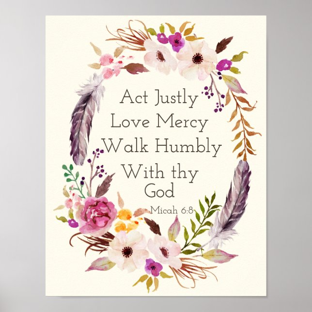 Watercolor wreath bible verse wall art poster (Front)